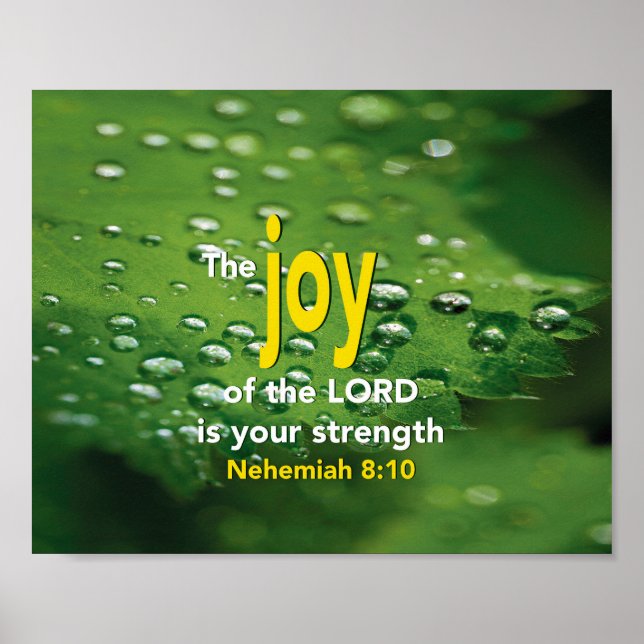 Poster JOY Nehemiah 8:10 Cristão Inspiracional (Frente)
