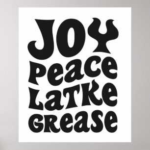 Poster Joy Peace Latkes Grease Funny Jewish Hanukkah Gift