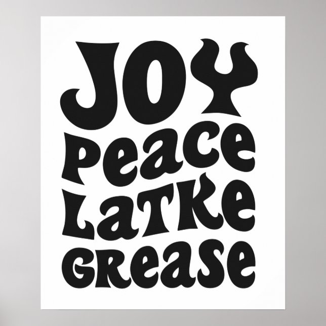 Poster Joy Peace Latkes Grease Funny Jewish Hanukkah Gift (Frente)