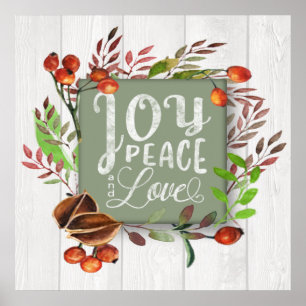 Poster Joy, Peace, Love Chalkboard Wreath ID437