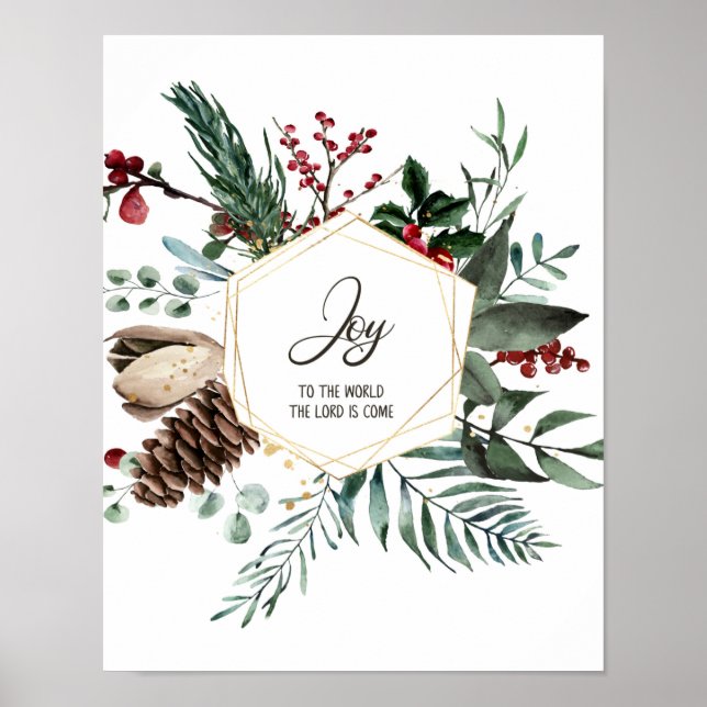 Poster Joy To The World, Holiday Art, Wreath De Natal (Frente)