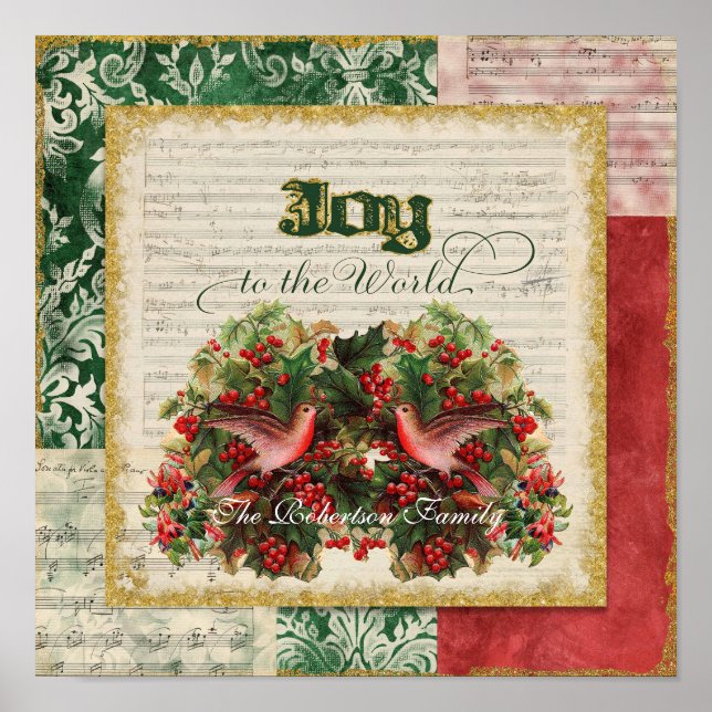 Pôster Joy to World Natal vintage Carol Sheet Music (Frente)