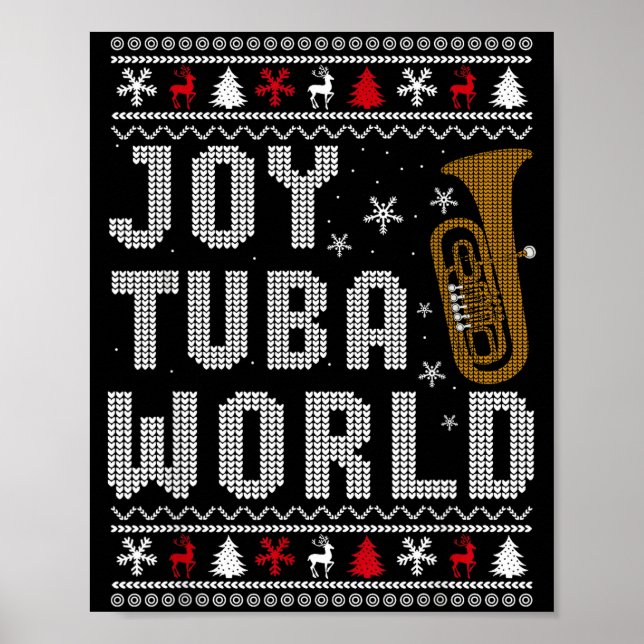 Poster Joy Tuba World Funny Music Lover Ugly Christmas Sw (Frente)