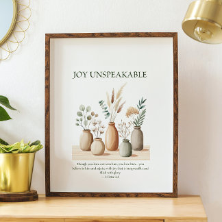 Poster Joy unspeakable, floral Christian wall art