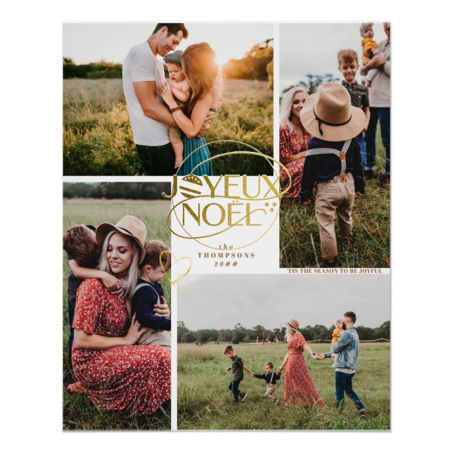 Pôster Joyeux Noel França Natal Quatro Colagem de Fotos (Frente)
