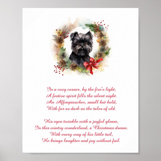 Poster Joyful Affenpinscher: O perfeito comitê de Natal (Frente)