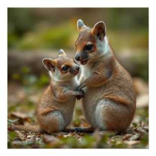 Pôster "Joyful Bond: Mãe Australiana e Bebê Quokka"