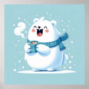 Poster Joyful Polar Bear com Cacau Quente: Maravilha de i