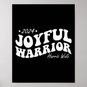 Poster Joyful Warrior Kamala Harris Tim Walz 2024 Groovy