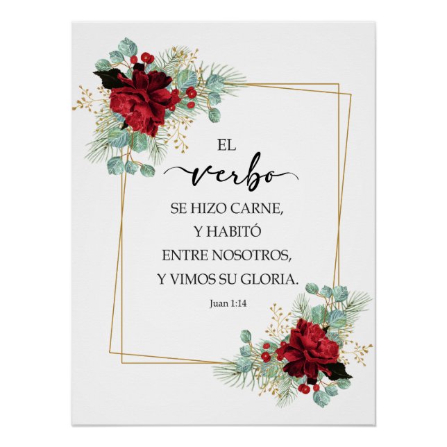 Pôster Juan 1:14 Spanish bible verse (Frente)