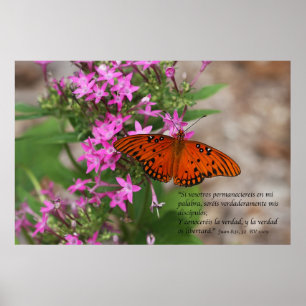 Poster Juan 8:31, 32 con Mariposa Golfo Fritillary