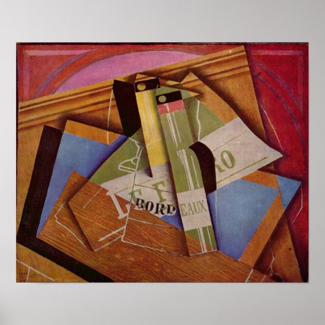 Pôster Juan Gris - A Vida Estática com Bordeau Winde (Frente)