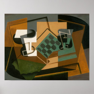 Poster Juan Gris - Chessboard, Glass and Dish