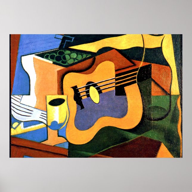 Pôster Juan Gris - Guitarra e garrafa (Frente)