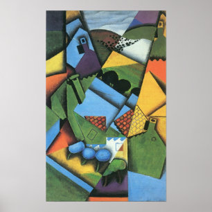 Poster Juan Gris - paisagem com as casas em Ceret