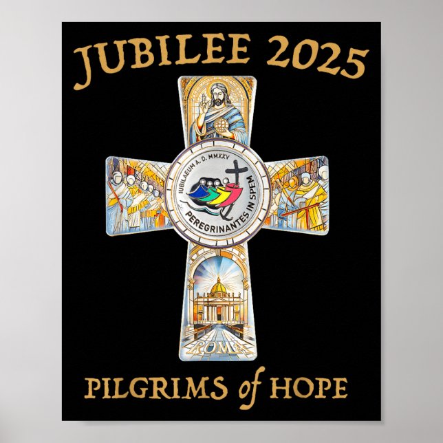 Poster Jubilee 2025 Catholic Christian Lgrims Cross Jesus (Frente)
