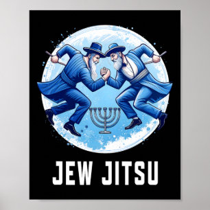Poster Judeu Judeu Jitsu Funny Hanukkah Rabbi Karate Chan