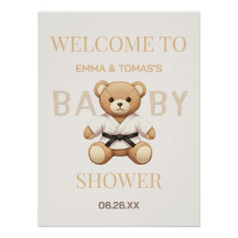 Pôster Judo Black Belt Bear Baby Shower Collection