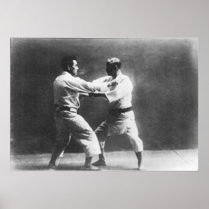 Pôster Judo de Judoka Jigoro Kano Kyuzo Mifue do japonês