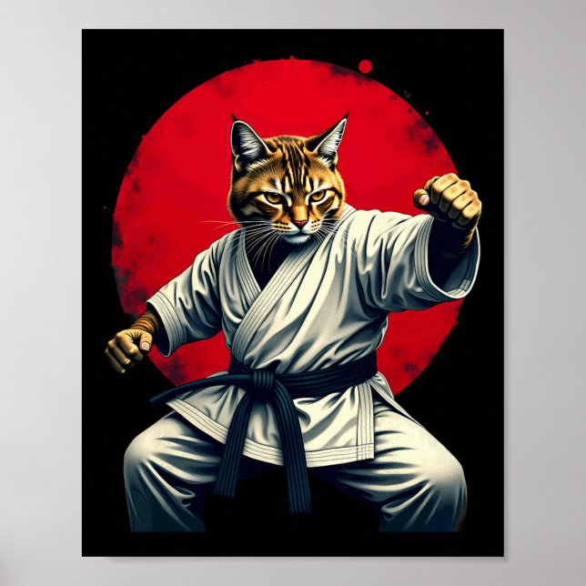 Poster Judo Karate Cat Para Homens (Frente)