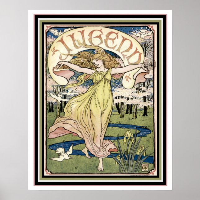 Pôster Jugend Art Nouveau Cobrir 16 x 20 (Frente)