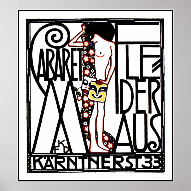 Poster Jugendstil - Art Nouveau Poster: Cabaret Fledermas (Frente)
