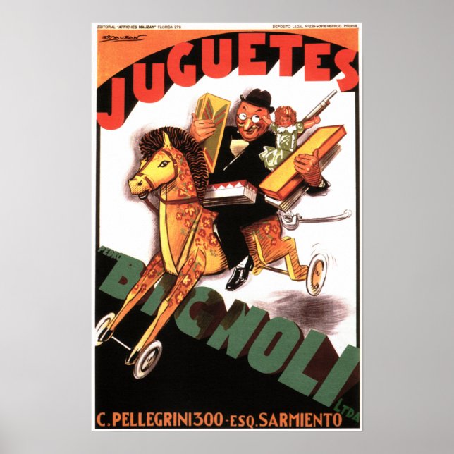 Poster JUGUETES BIGNOLI Italian Toy Store Achille Mauzan (Frente)