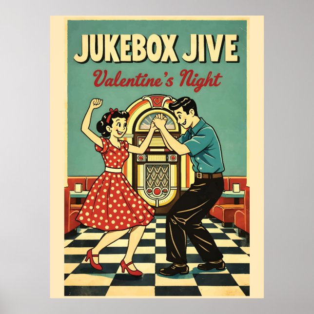 Poster Jukebox Jive Valentine's Night Retro 50s Dance (Frente)