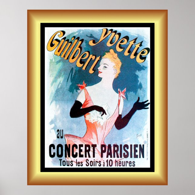 Poster Jules Cheret ~ Art Nouveau ~ Yvette Guilbert ~ Po (Frente)