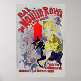 Poster Jules Cheret - Bal Au Moulin Rouge 1890s Vintage