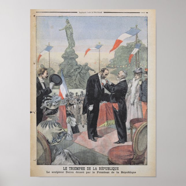 Pôster Jules Dalou sendo premiado com a medalha (Frente)