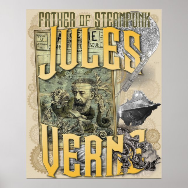 Poster Jules Verne Pai de Steampunk (Frente)