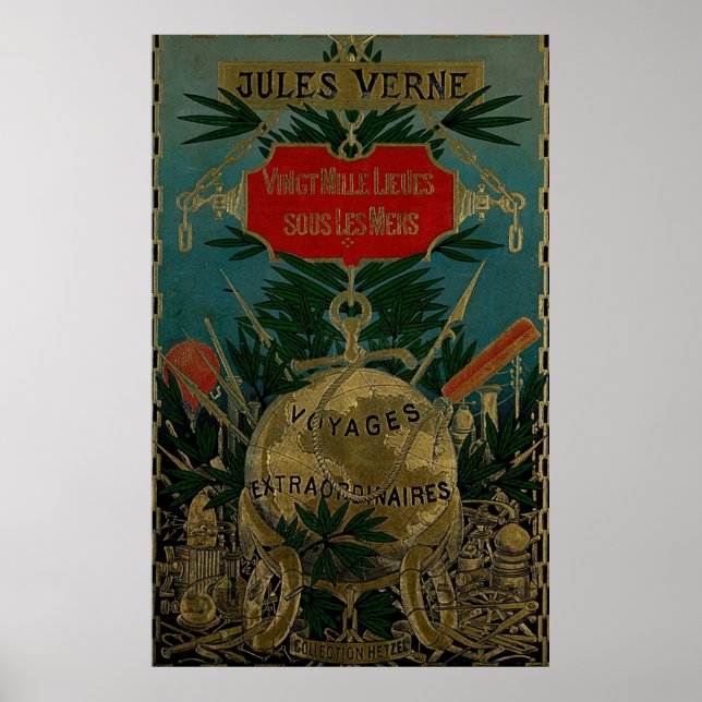 Poster Jules Verne Voyages Extraordinários (Frente)
