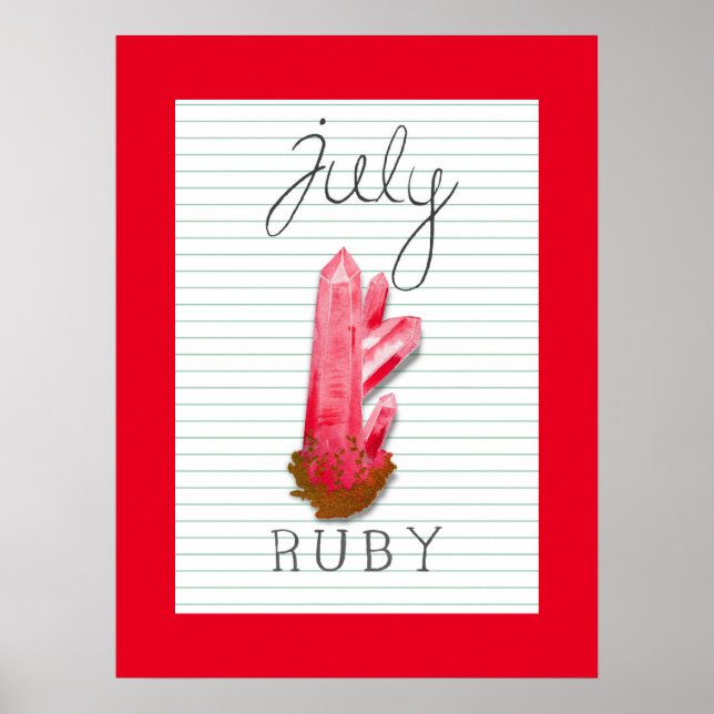 Poster Julho Birthstone Birthstone Stone Ruby Trabalho de (Frente)