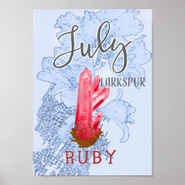 Poster Julho Larkspur e Ruby Birthday