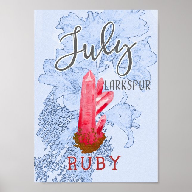 Poster Julho Larkspur e Ruby Birthday (Frente)