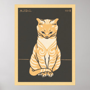 Poster Julie De Graag Vintage Black Orange Cat