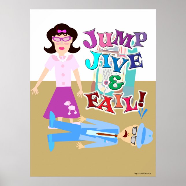 Poster Jump Jive and Fail Swing Dance Cartoon Design (Frente)