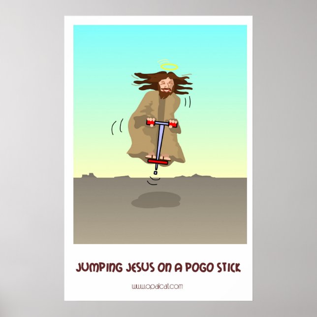 Poster Jumping Jesus em um Pogo Stick (Frente)