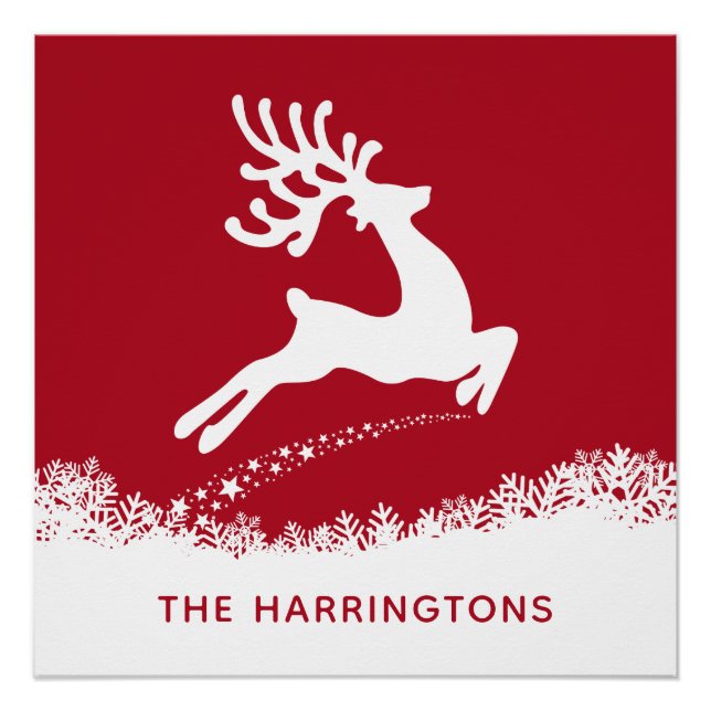 Pôster Jumping Reindeer - poster de nome personalizado (Frente)