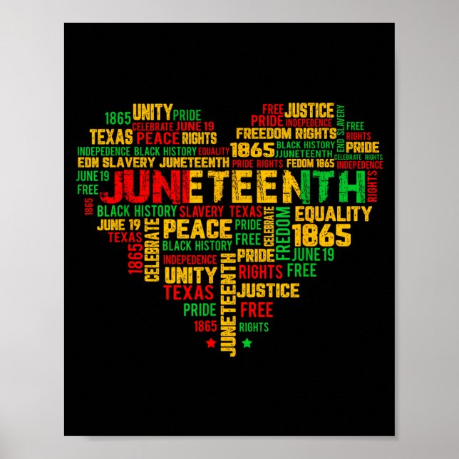 Poster Juneteenth 1865 coração história negra liberdade (Frente)