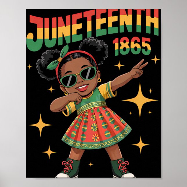 Poster Juneteenth 1865 Meninas Negras Afro-Americanas Cri (Frente)