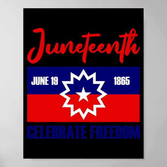 Poster juneteenth celebra liberdade vermelho branco azul (Frente)