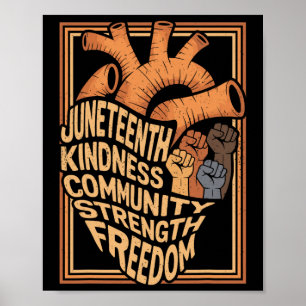 Poster Juneteenth Coração Mês da História Negra Melan Afr