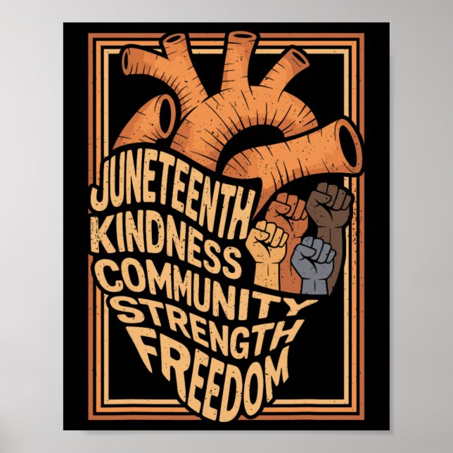 Poster Juneteenth Coração Mês da História Negra Melan Afr (Frente)
