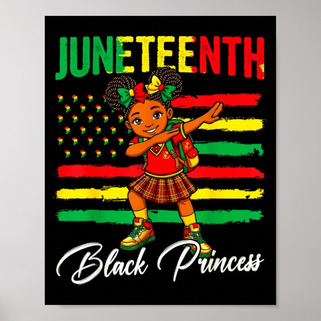 Poster Juneteenth menina afro fazendo dabbing princesa ne (Frente)