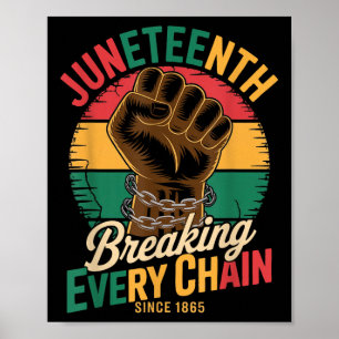 Poster Juneteenth quebrando todas as correntes desde 1865