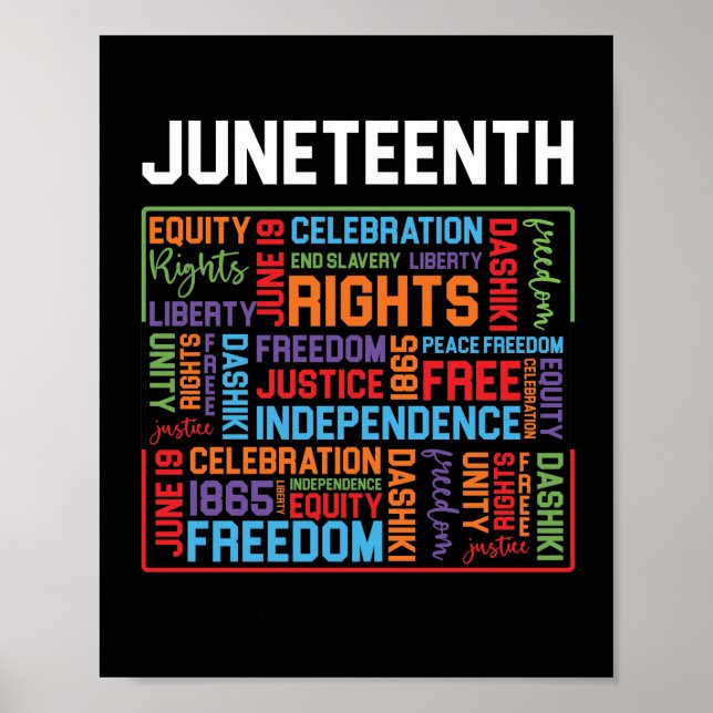 Poster Juneteenth Words Black History American African (Frente)