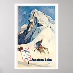 Poster Jungfrau-Bahn Oberland Bernês Suíça Antiga