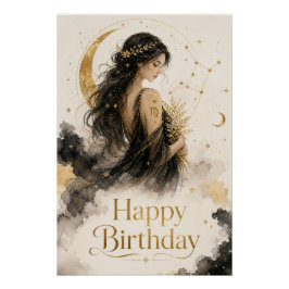 Pôster Jungfrau Happy Birthday Aquarell Design